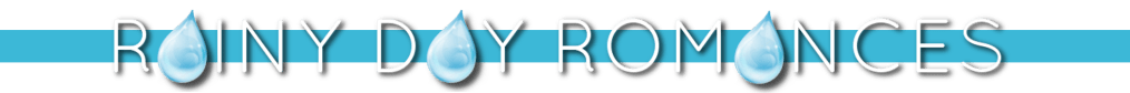 Text reads RAINY DAY ROMANCES on a blue bar and the letters A are stylized raindrops
